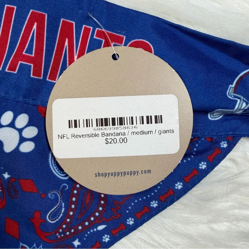 NWT Yuppy Puppy New‎ York Giants Reversible Bandana